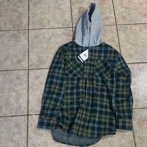 Plaid hooded flannel
